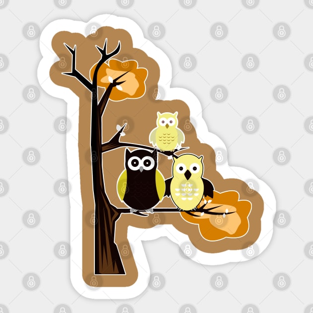 Yellow Owls Sticker by adamzworld